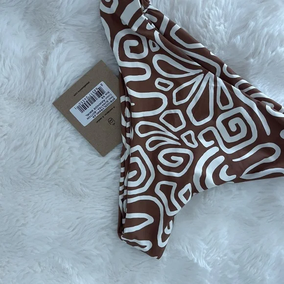 Stone Fox Swim Brown and White Bikini Bottom - Picture 2 of 4